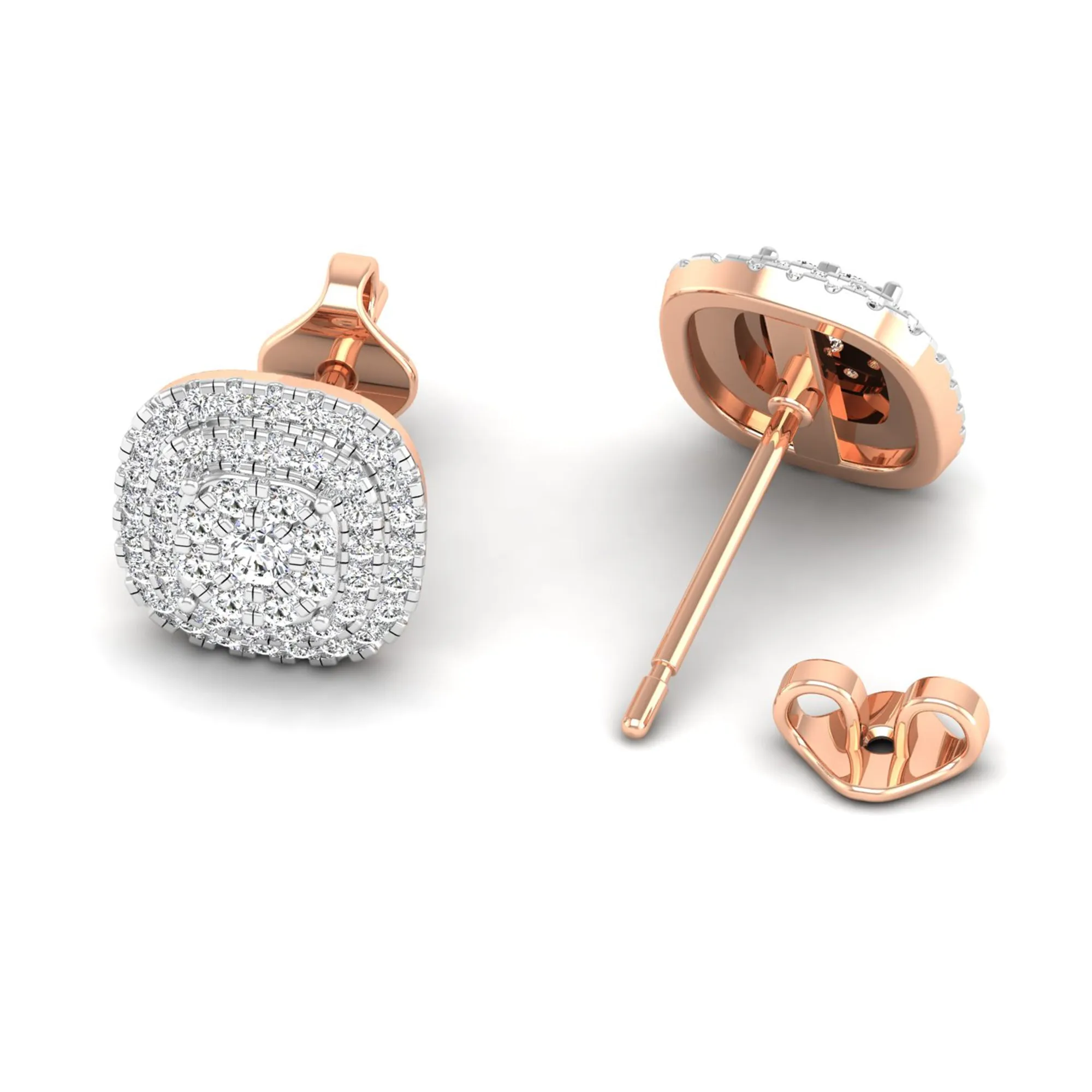 Halo Cluster Diamond Stud Earrings
