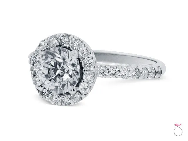 Halo Style Round Cut Diamond Engagement Ring 2.09ctw in 18K