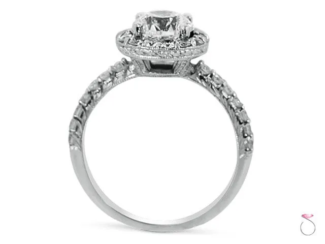 Halo Style Round Cut Diamond Engagement Ring 2.09ctw in 18K