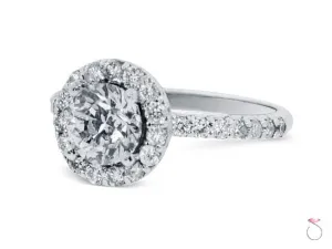 Halo Style Round Cut Diamond Engagement Ring 2.09ctw in 18K