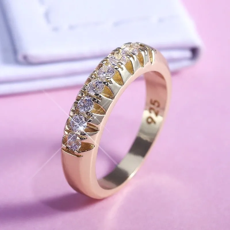 Halo White Sapphire Ring 14k Yellow Gold Micro Engagement Jewelry