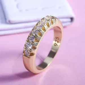 Halo White Sapphire Ring 14k Yellow Gold Micro Engagement Jewelry