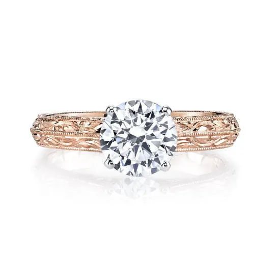 Hand Engraved Solitaire Engagement Ring