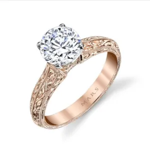 Hand Engraved Solitaire Engagement Ring