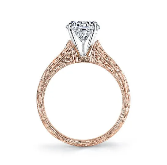 Hand Engraved Solitaire Engagement Ring