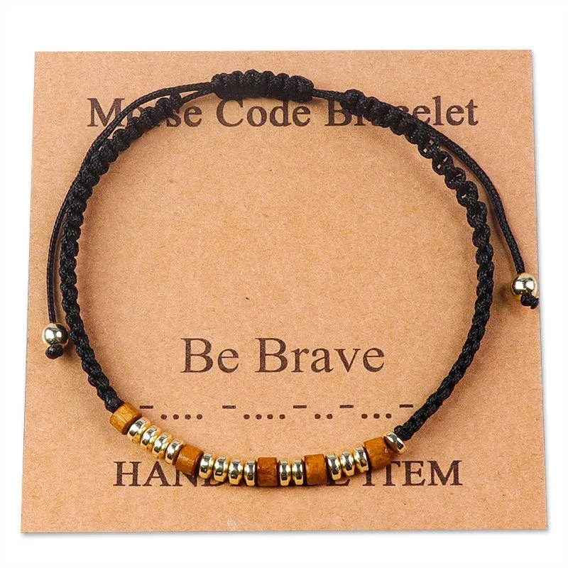 Handmade Wooden Beaded Morse Code Bracelets: Never Give Up