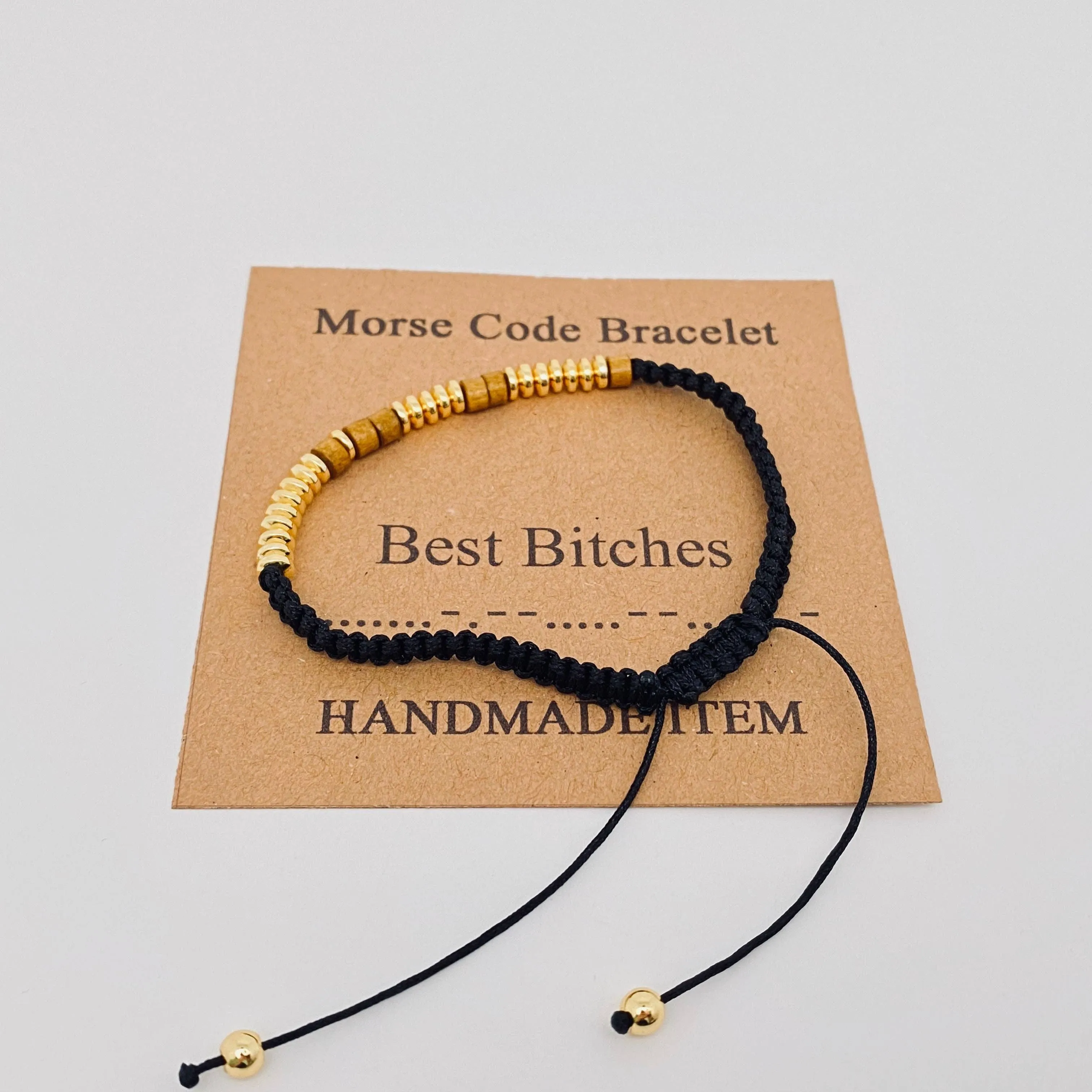 Handmade Wooden Beaded Morse Code Bracelets: Never Give Up