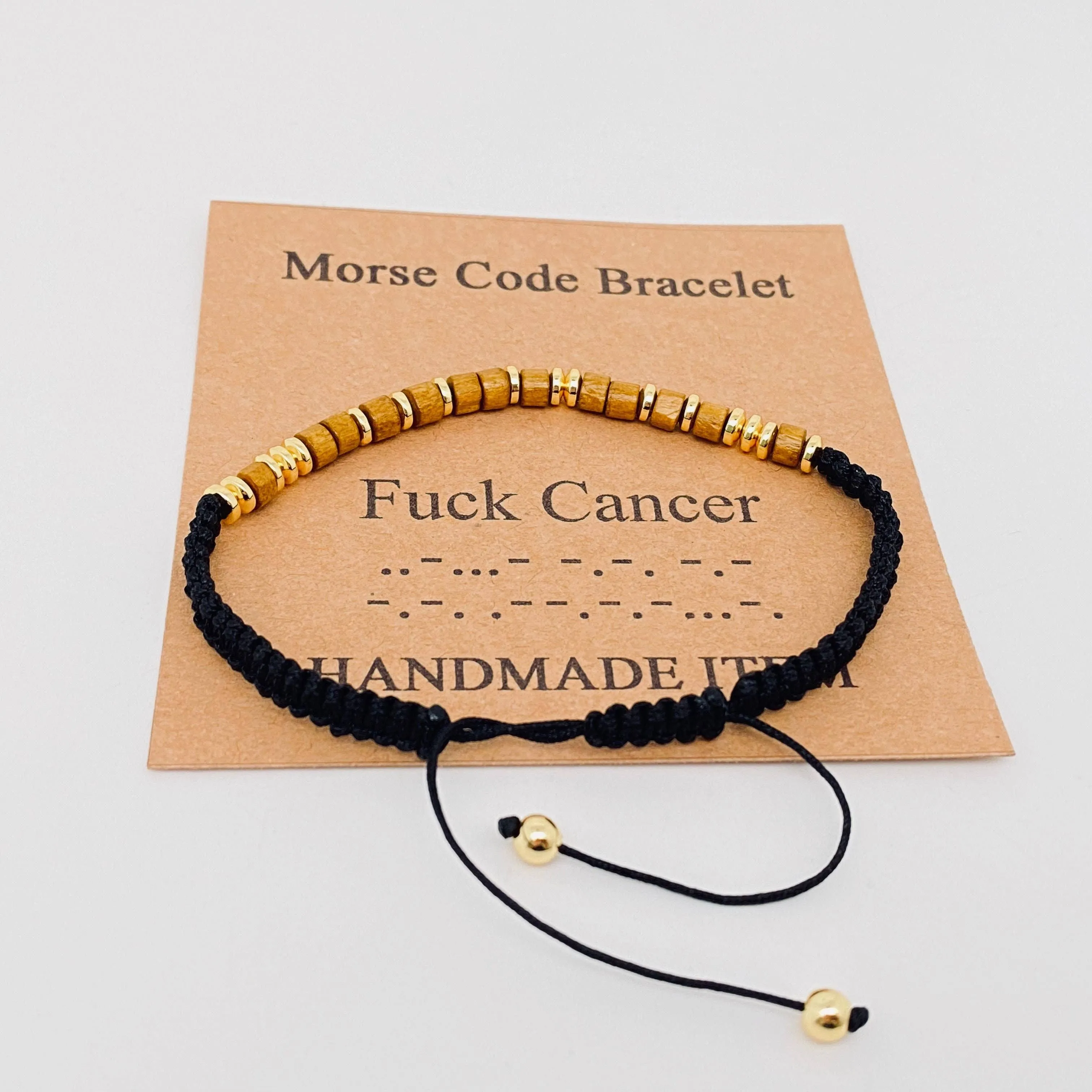 Handmade Wooden Beaded Morse Code Bracelets: Never Give Up