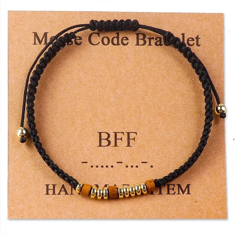 Handmade Wooden Beaded Morse Code Bracelets: Never Give Up