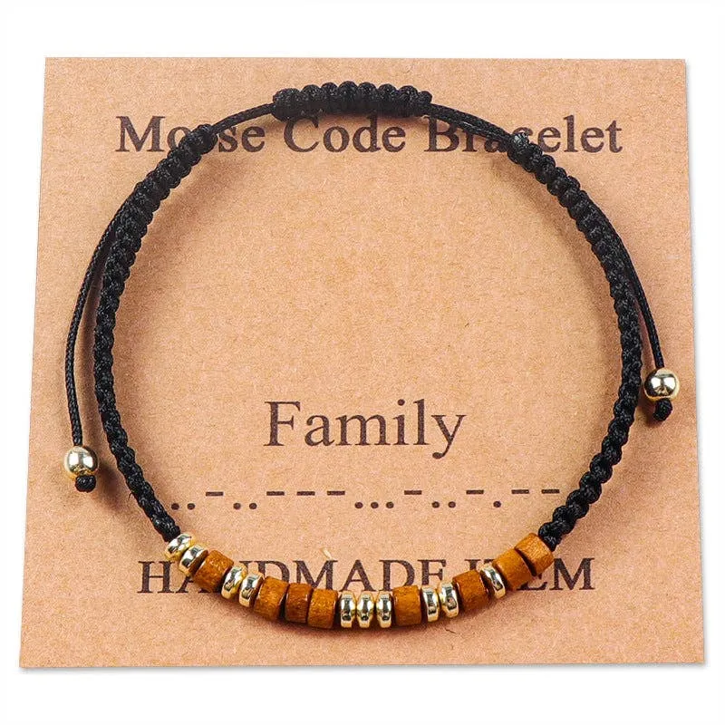 Handmade Wooden Beaded Morse Code Bracelets: Never Give Up