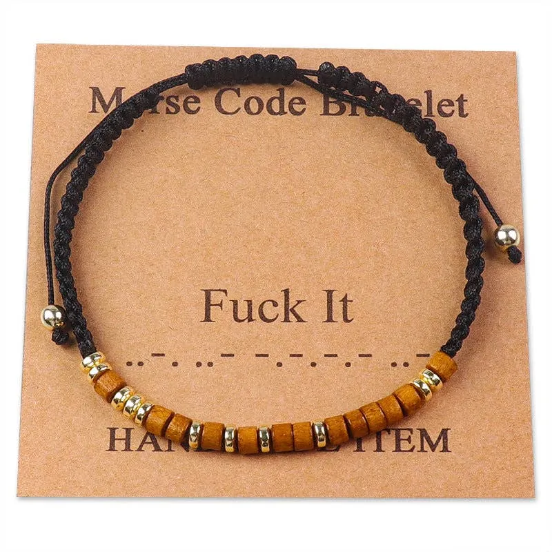 Handmade Wooden Beaded Morse Code Bracelets: Never Give Up
