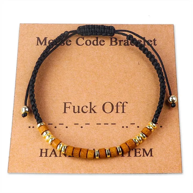 Handmade Wooden Beaded Morse Code Bracelets: Never Give Up