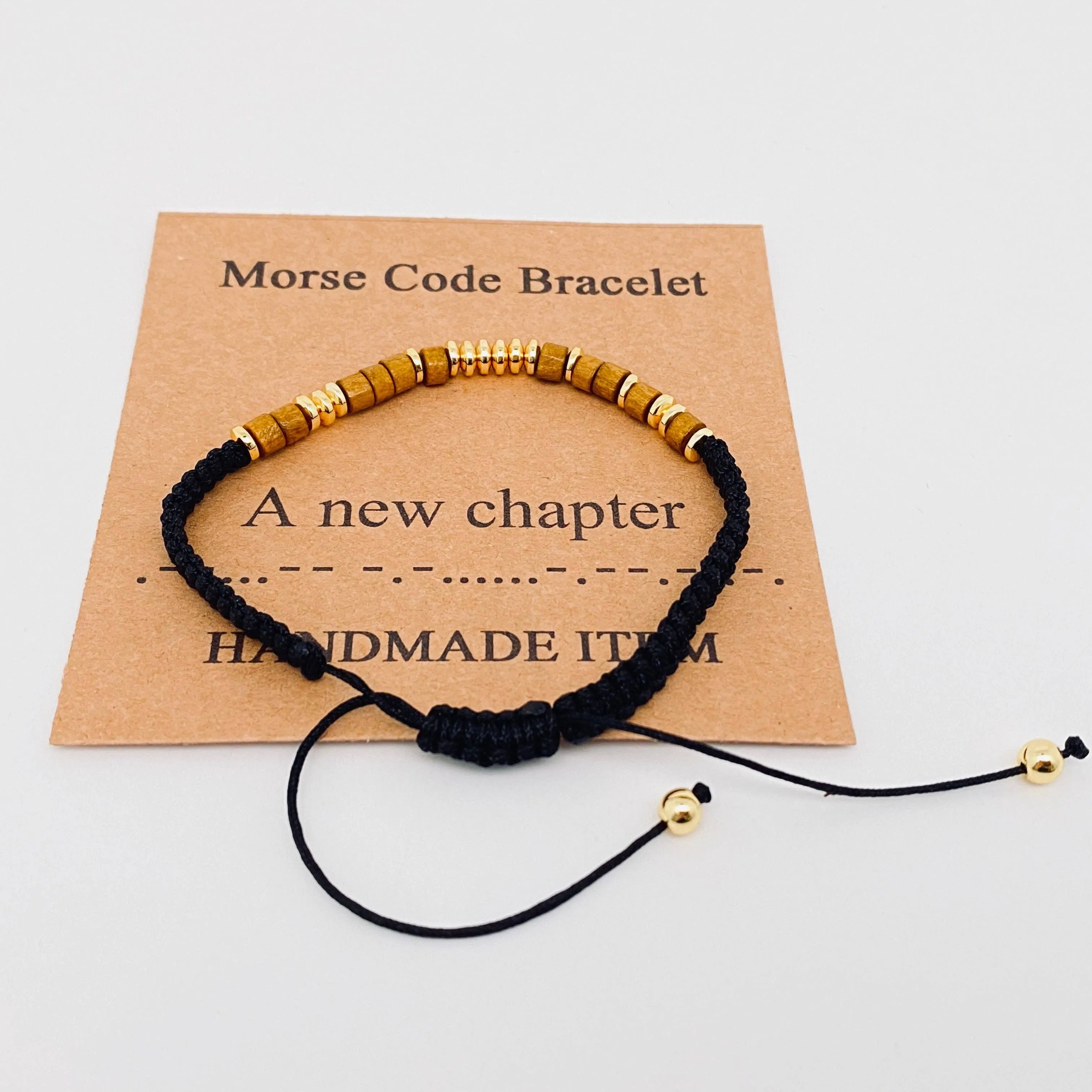 Handmade Wooden Beaded Morse Code Bracelets: Never Give Up