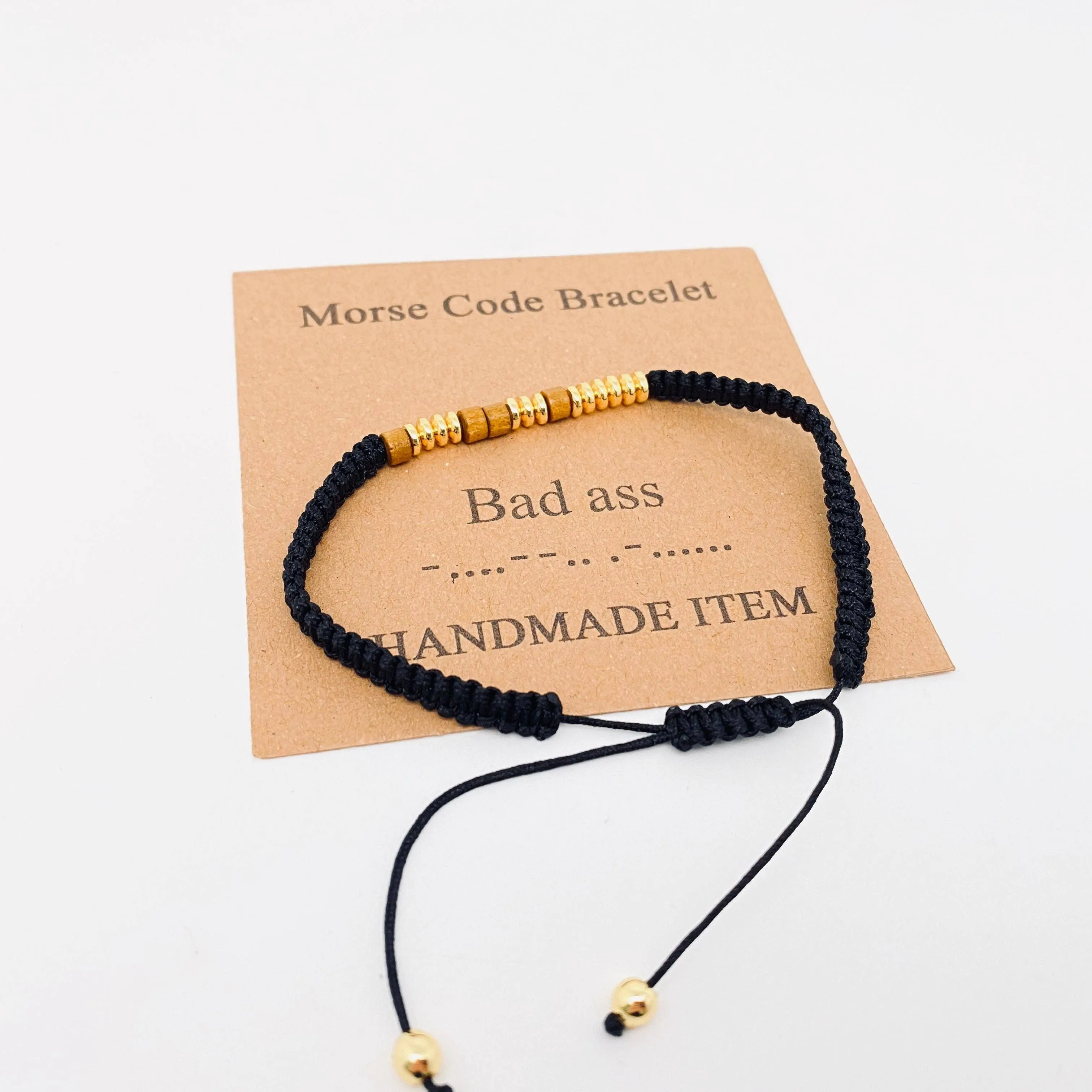 Handmade Wooden Beaded Morse Code Bracelets: Never Give Up