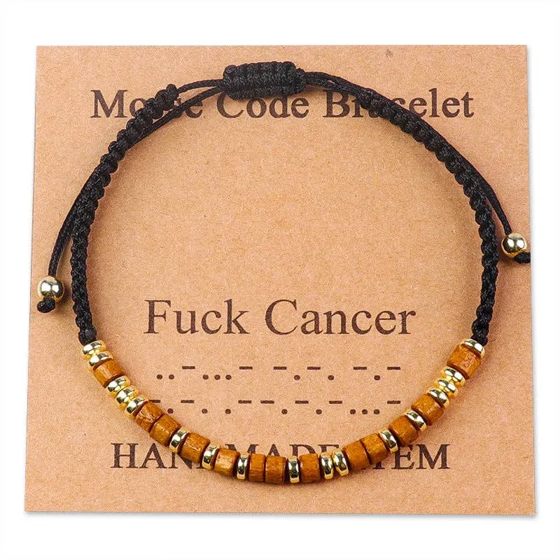 Handmade Wooden Beaded Morse Code Bracelets: Never Give Up