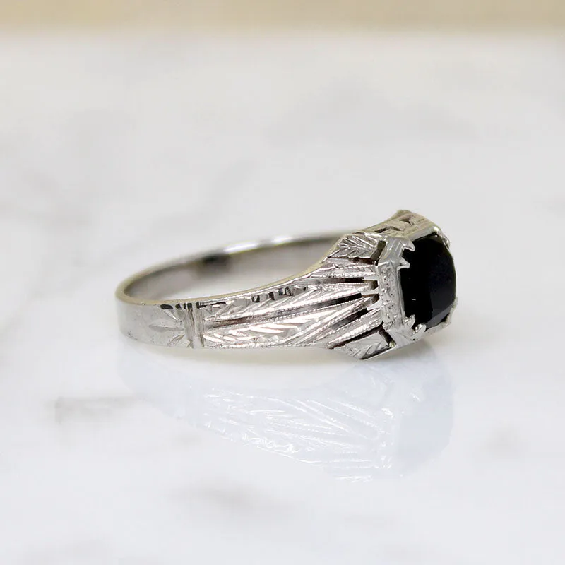 Handsome Onyx & White Gold Art Deco Ring