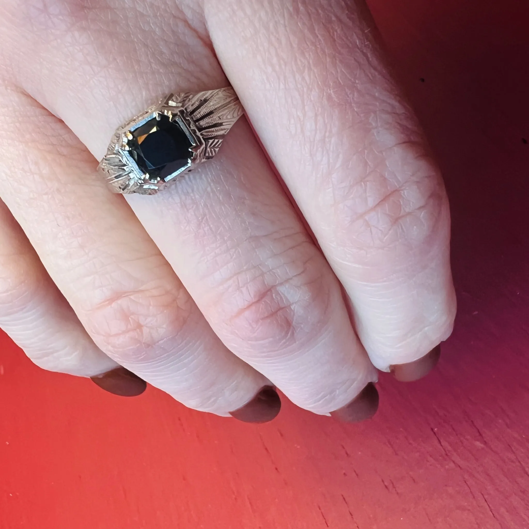 Handsome Onyx & White Gold Art Deco Ring