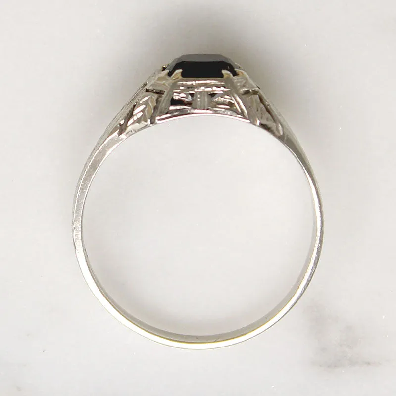 Handsome Onyx & White Gold Art Deco Ring