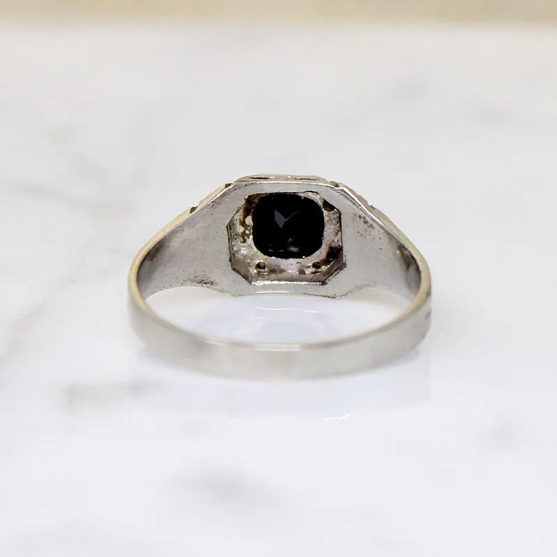 Handsome Onyx & White Gold Art Deco Ring