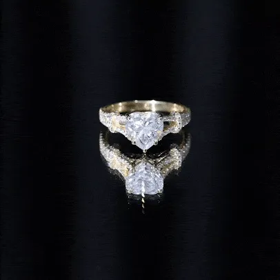Heart Shape Moissanite Solitaire Engagement Ring in Split Shank