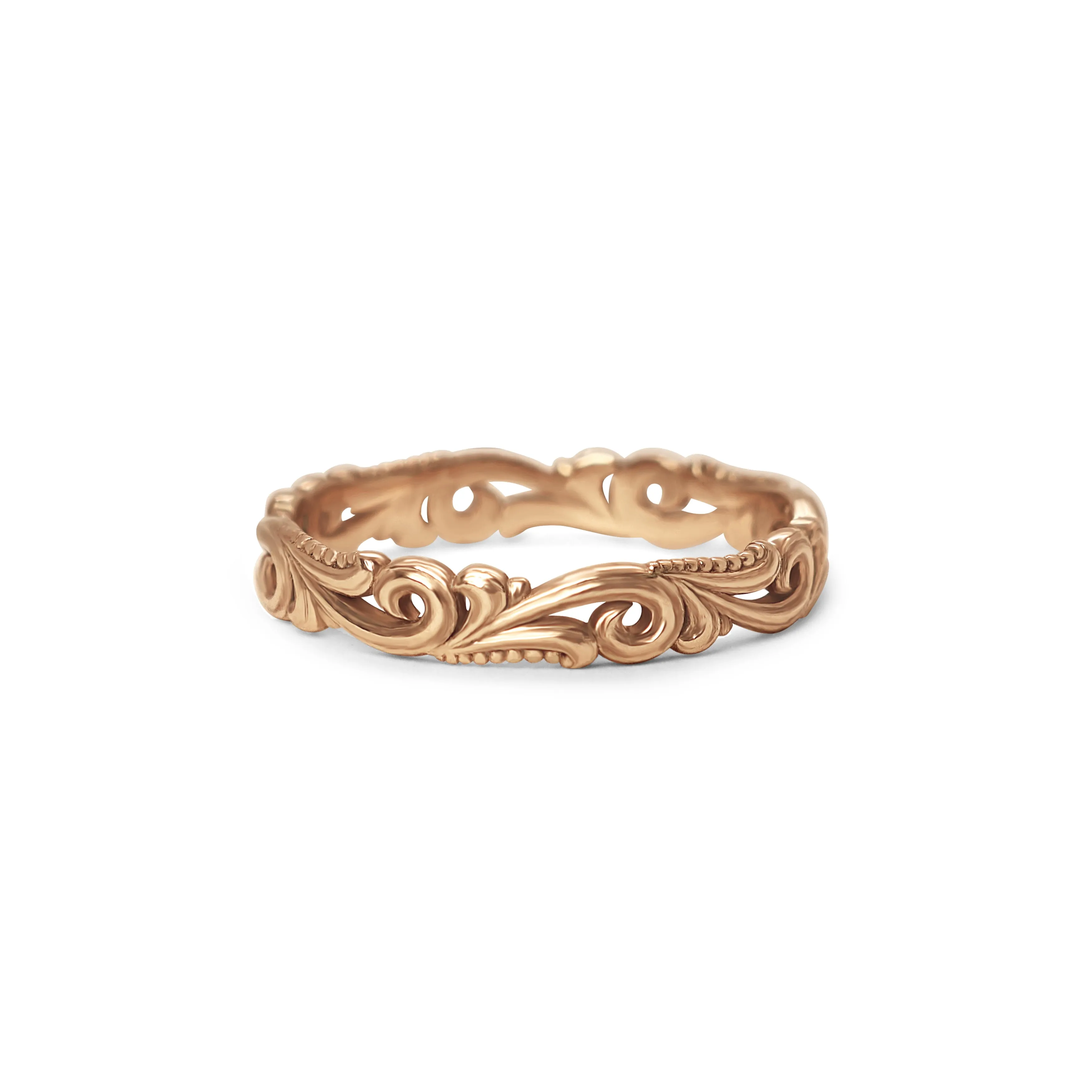 Hera Filigree Scrollwork Carved Gold Band