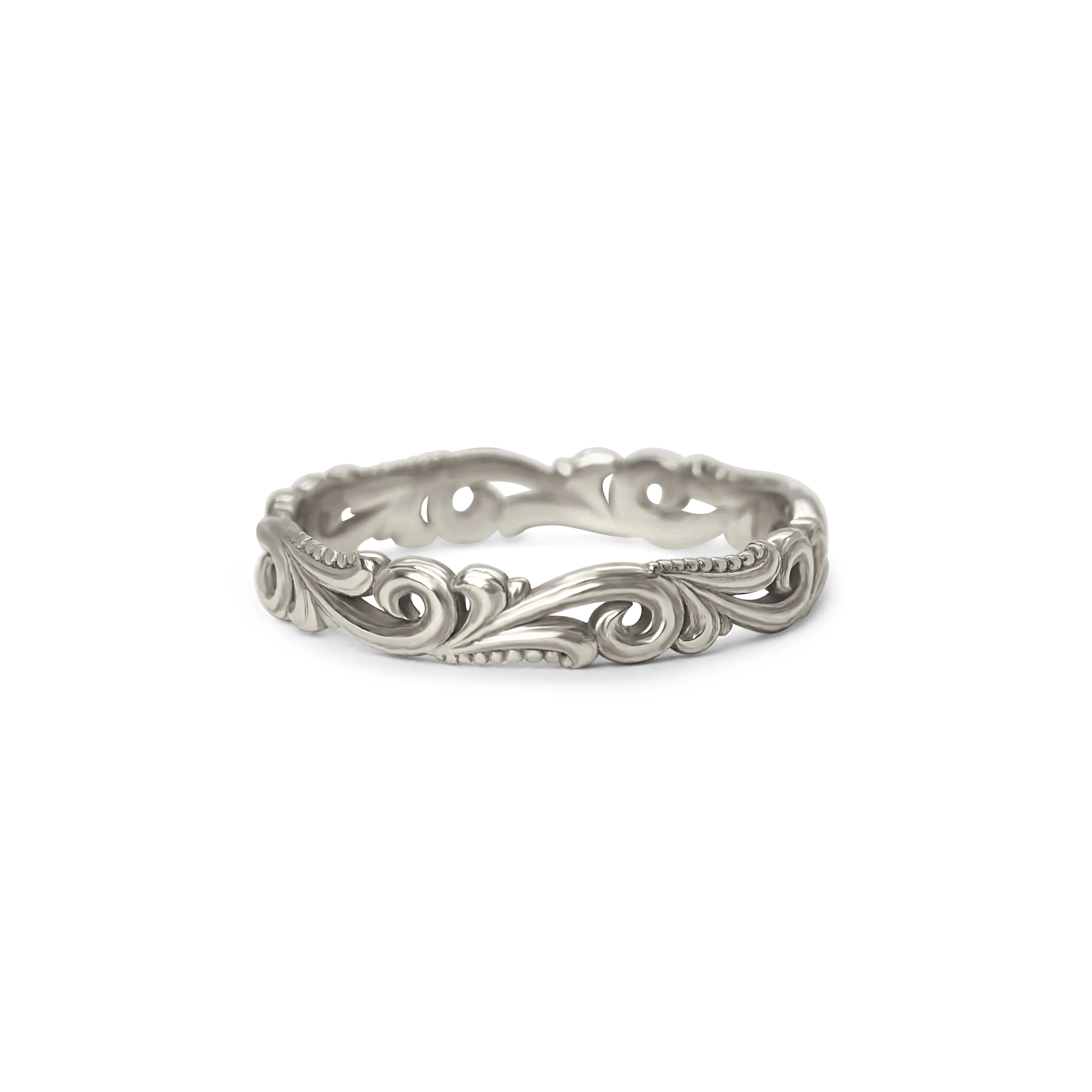 Hera Filigree Scrollwork Carved Gold Band