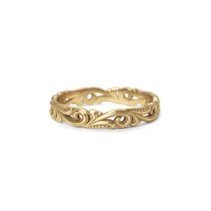 Hera Filigree Scrollwork Carved Gold Band