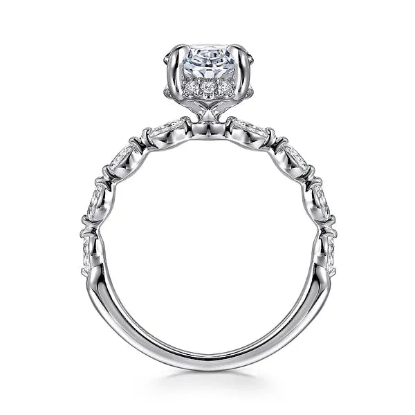 Hidden Halo Double Prong Diamond Engagement Ring Mounting