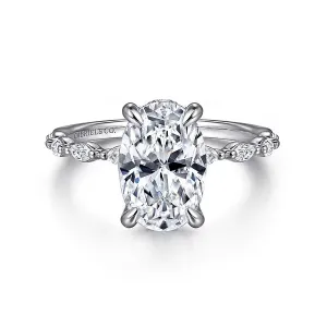 Hidden Halo Double Prong Diamond Engagement Ring Mounting