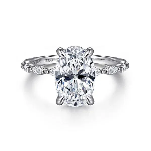 Hidden Halo Double Prong Diamond Engagement Ring Mounting