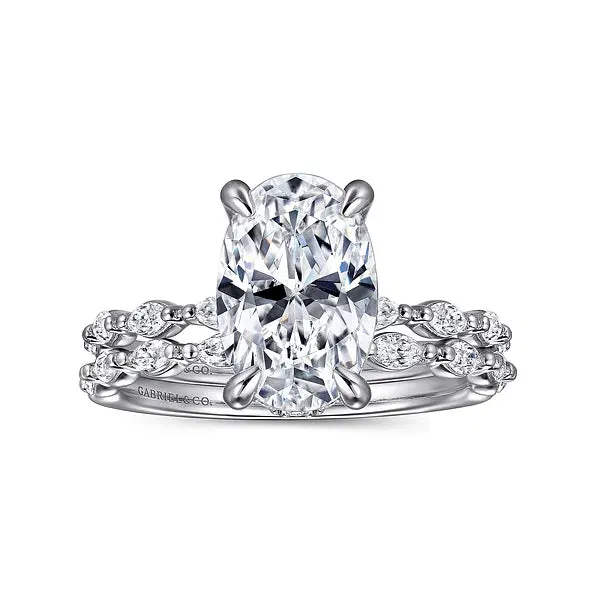 Hidden Halo Double Prong Diamond Engagement Ring Mounting