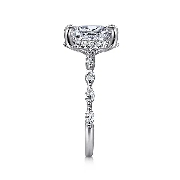 Hidden Halo Double Prong Diamond Engagement Ring Mounting