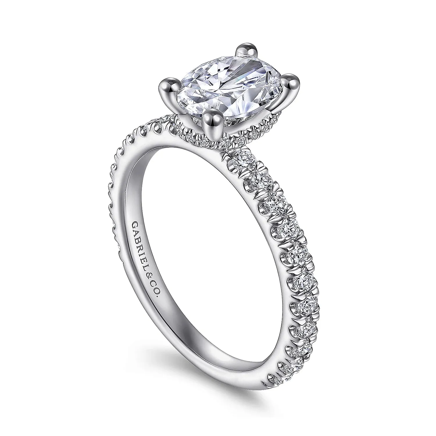 Hidden Halo Oval Diamond Engagement Ring Mounting