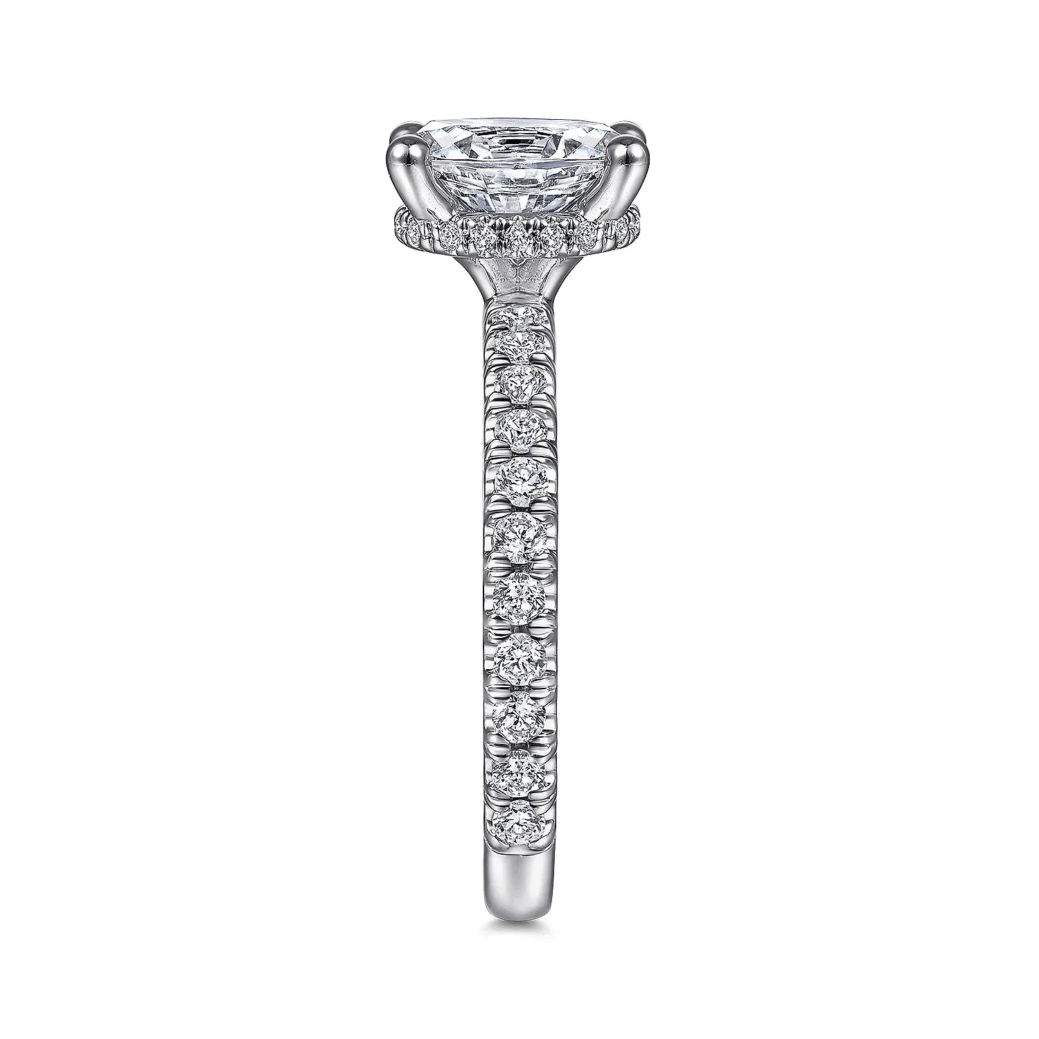 Hidden Halo Oval Diamond Engagement Ring Mounting
