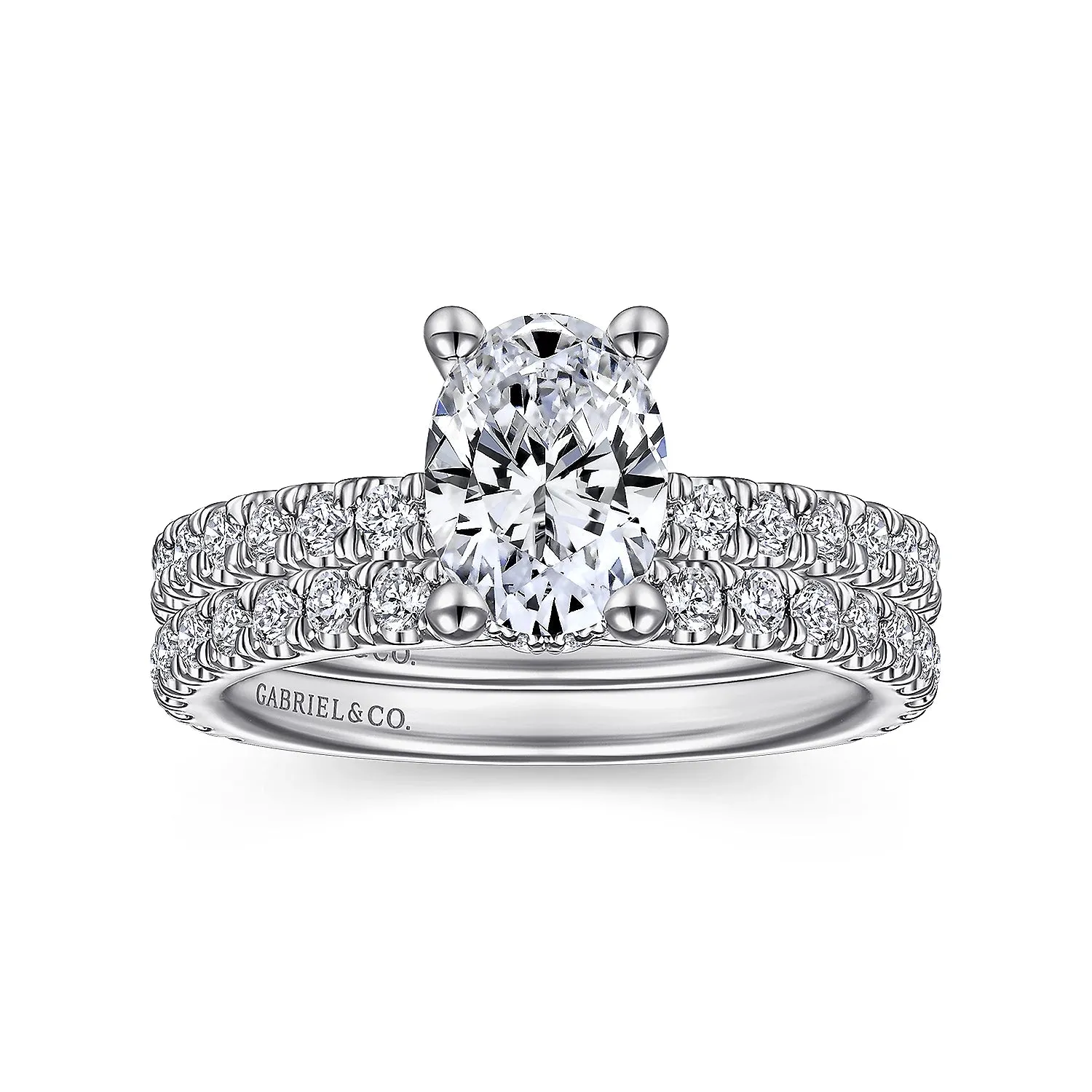 Hidden Halo Oval Diamond Engagement Ring Mounting
