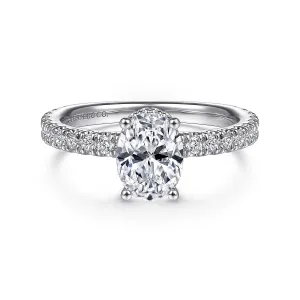 Hidden Halo Oval Diamond Engagement Ring Mounting