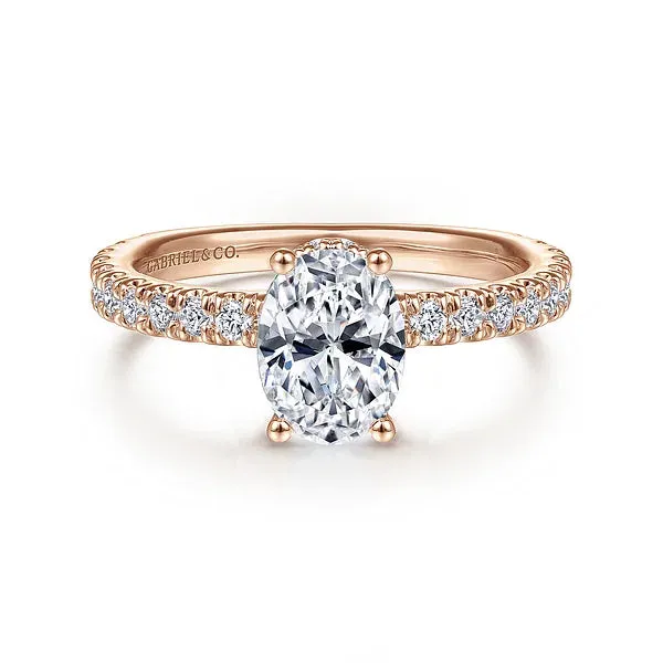 Hidden Halo Oval Diamond Engagement Ring Mounting