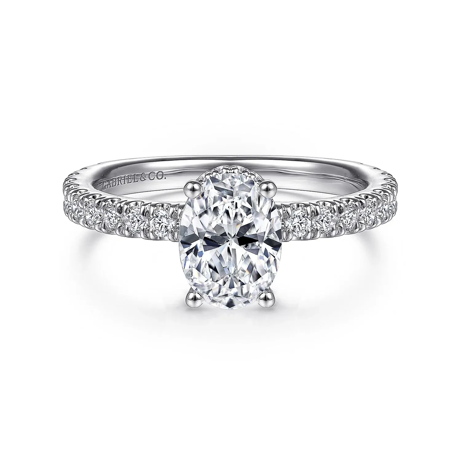 Hidden Halo Oval Diamond Engagement Ring Mounting