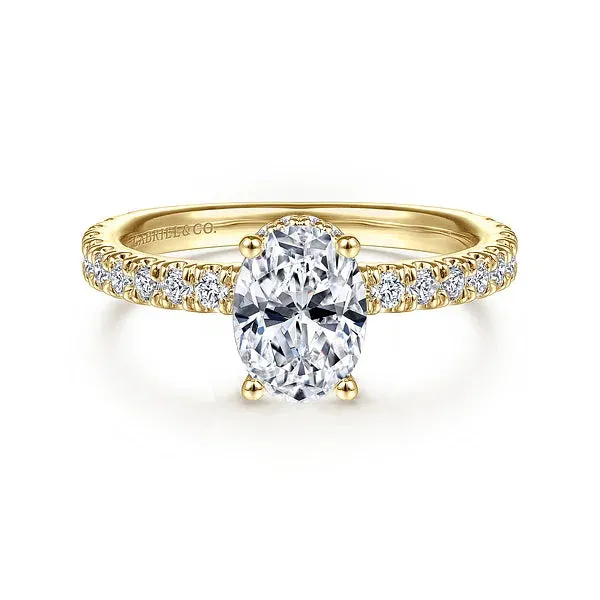 Hidden Halo Oval Diamond Engagement Ring Mounting