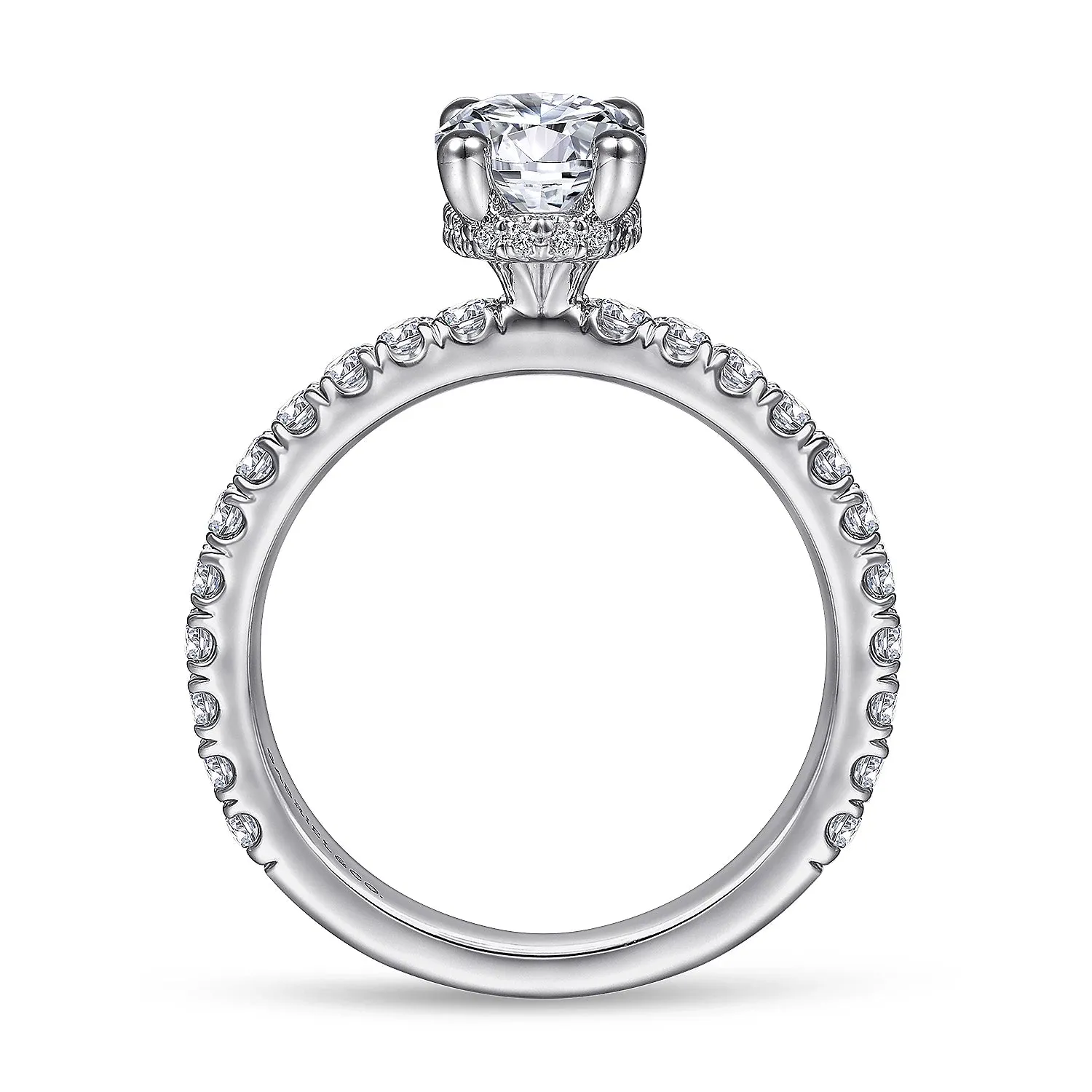 Hidden Halo Oval Diamond Engagement Ring Mounting
