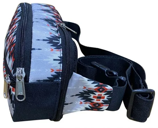 Hip Pack (Fanny Pack) Bag with Grey Aztec design