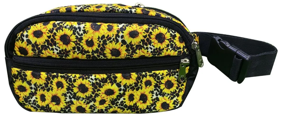 Hip Pack (Fanny Pack) Bag with Sunflower and cheetah print design