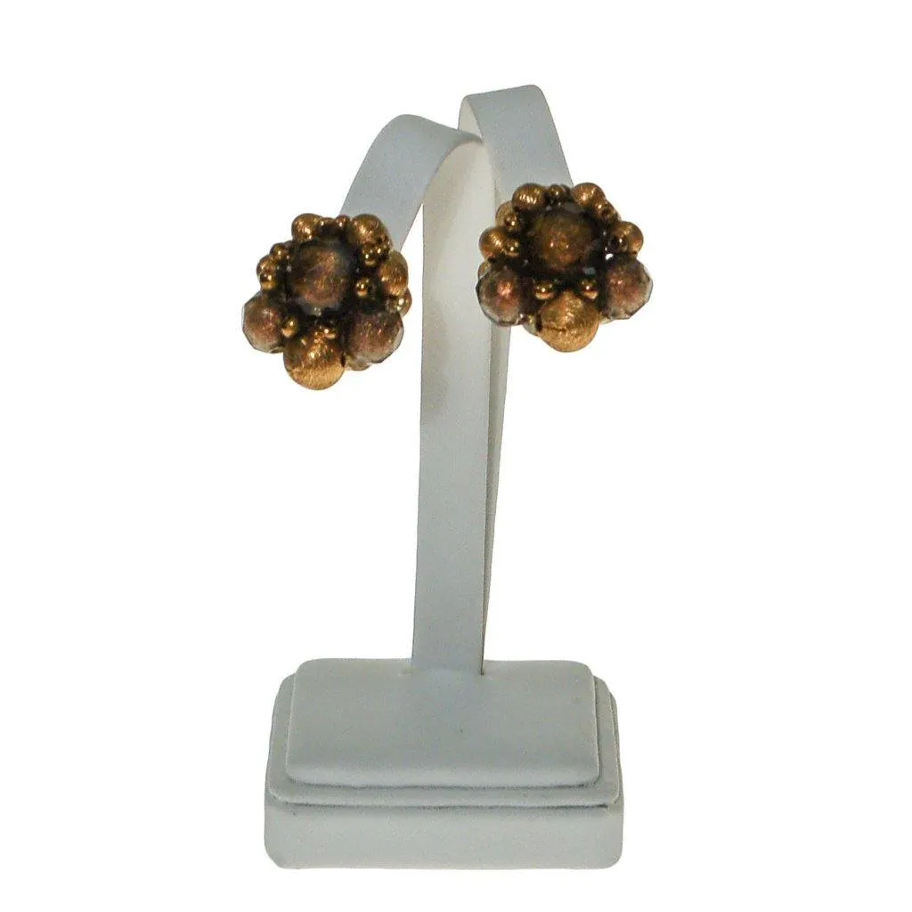 Hobe Smokey Topaz and Gold Bead Crystal Earrings