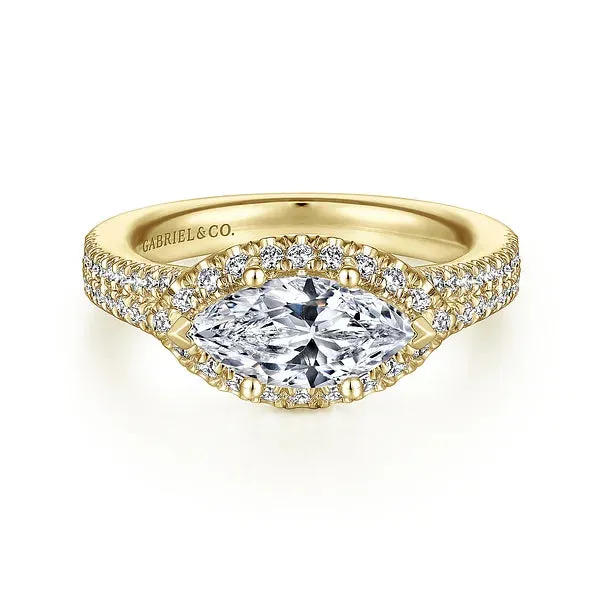 Horizontal Marquise Halo Diamond Engagement Ring Mounting