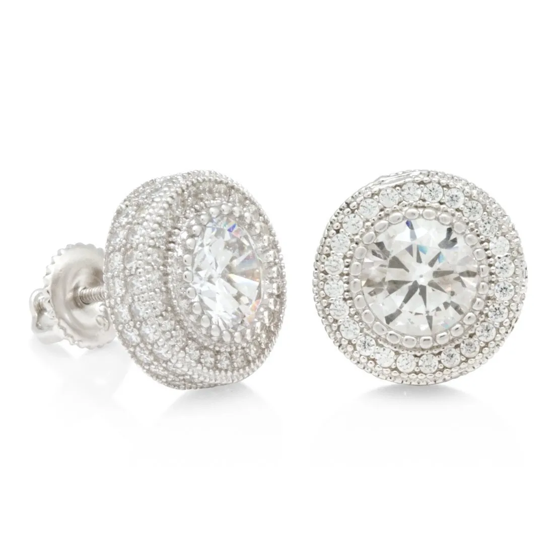 Iced Button Stud Earrings