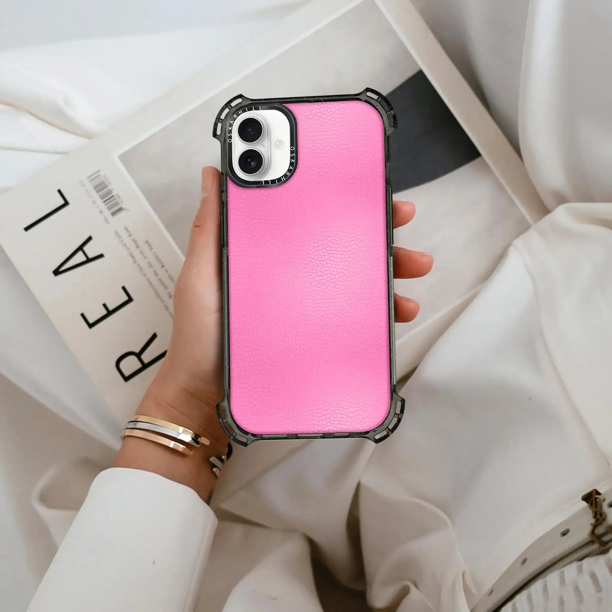 iPhone 16 Plus Case Bounce Leather — Persian Pink