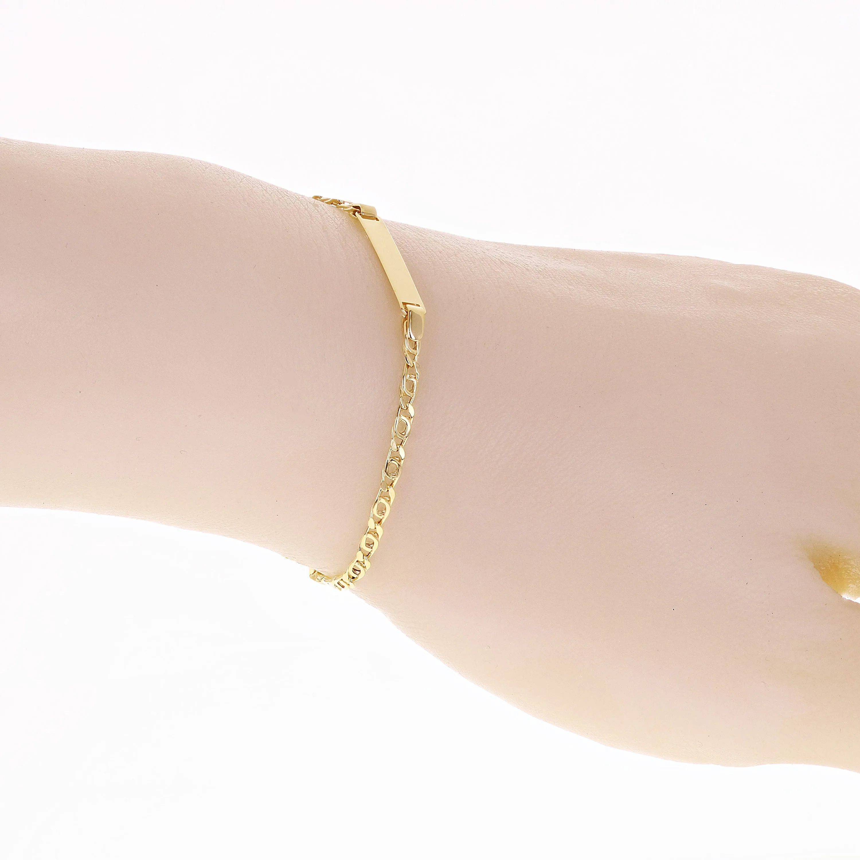 Italian 14k Yellow Gold Kids/Baby Engravable ID Bracelet 5.5" 3.5mm 1.4 grams