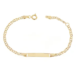 Italian 14k Yellow Gold Kids/Baby Engravable ID Bracelet 5.5" 3.5mm 1.4 grams