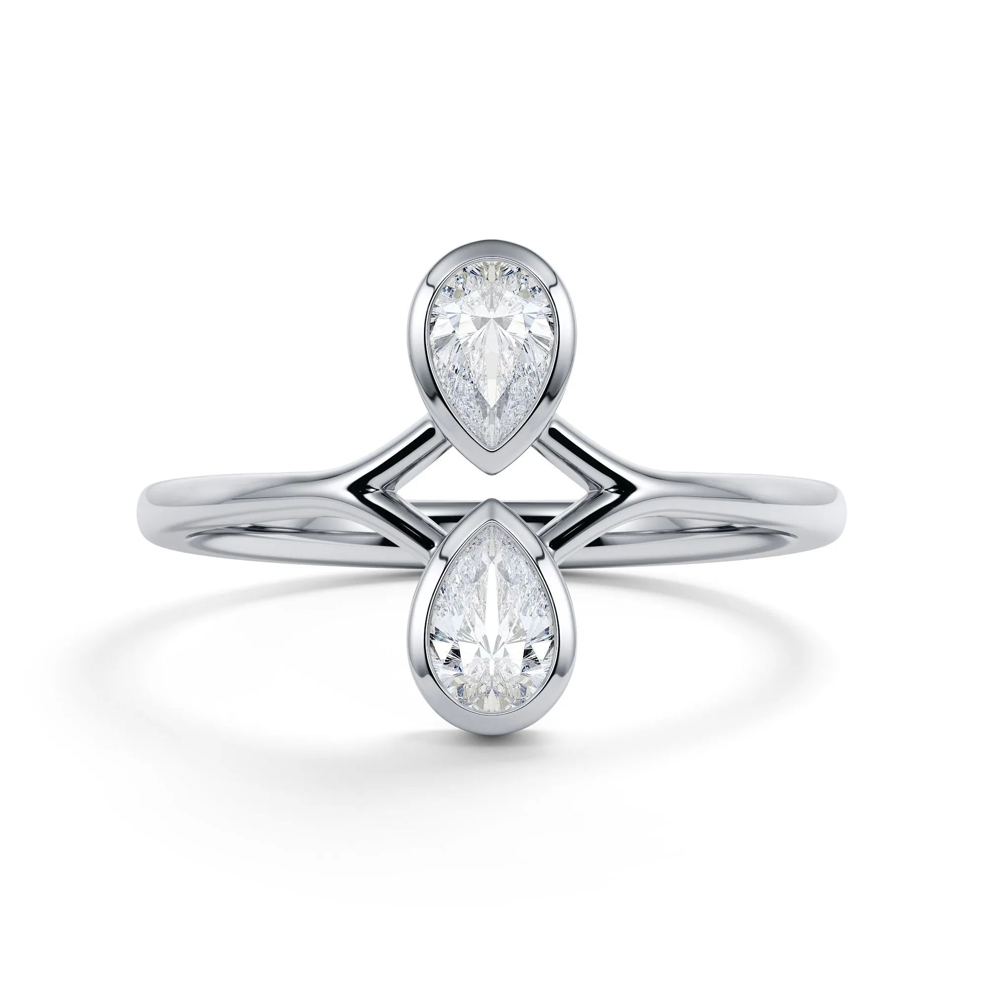 Izulu Twin Bezel Natural Pear Cut Diamond Engagement Ring