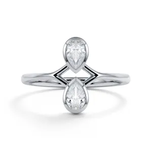 Izulu Twin Bezel Natural Pear Cut Diamond Engagement Ring